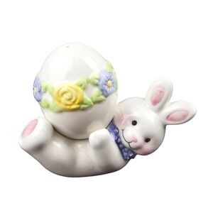Easter Bunny Salt‎ Pepper Shaker Ceramic Floral Egg Spring Kitchen Decor Cute